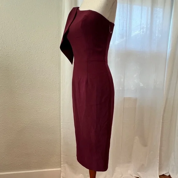 Dress the Population One-Shoulder Wine Sheath Dress XS NWT - Picture 2 of 12